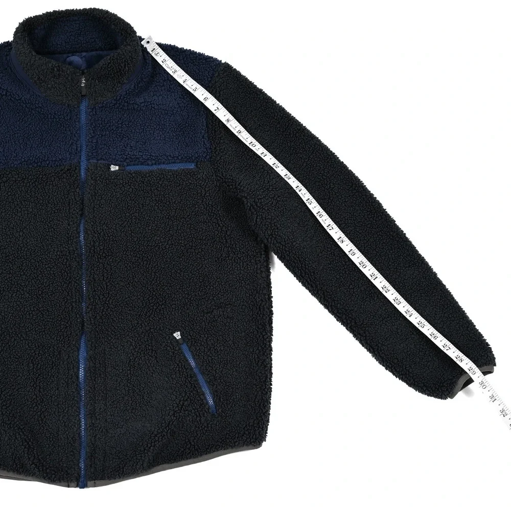 Carbon 2 Cobalt Men's Medium Sherpa Fleece Full Zip Jacket Colorblock Grey Navy